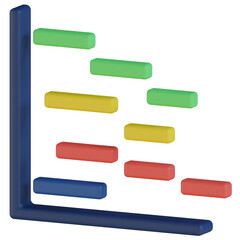 gantt chart 3d render icon with transparent background