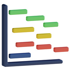 gantt chart 3d render icon with transparent background