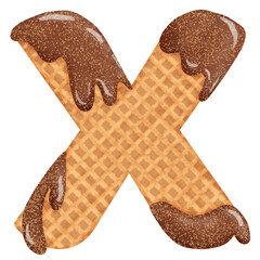 Alphabet waffer of chocolate clipart.delicious sweet bakery letter.