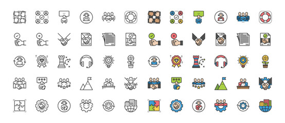 Business  Icons Vector Illustration, Solution, service, team ,leadership