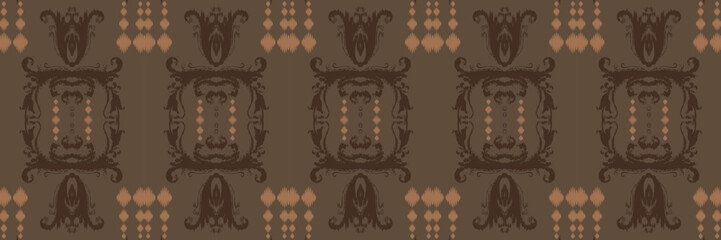 Fototapeta na wymiar Ethnic ikat texture batik textile seamless pattern digital vector design for Print saree Kurti Borneo Fabric border brush symbols swatches cotton