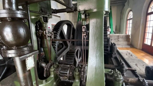 shot of machinery working in an old silver mine in real del monte mexico