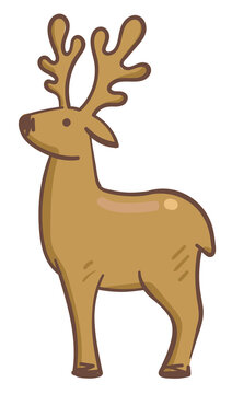Deer with large horns, stag or elk vector