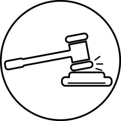 Law and Judgement line icons. Justice, Court of law, and Government vector linear icon. Balance and hammer icon.