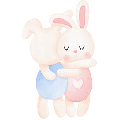 Bunny couple hugging