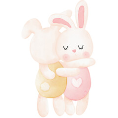 Bunny couple hugging
