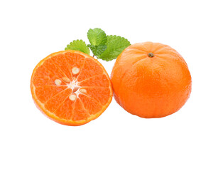 tangerine or mandarin fruit with leaves isolated transparent png