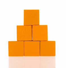 Pyramid of blocks on white background