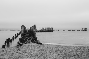 Ruins of the old bridge in Gdynia, Poland