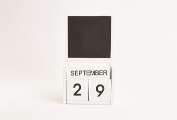Calendar with the date September 29 and a place for designers. Illustration for an event of a certain date.