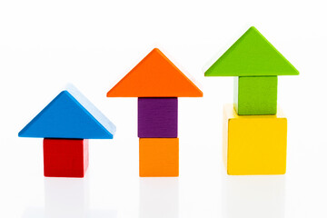 The wooden houses on white background