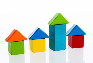 The wooden houses on white background