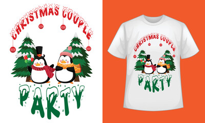 christmas couple party t shirt design template