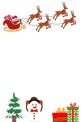 Christmas Background with Santa Claus Ride Reindeer Sleigh