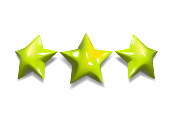 Customer rating feedback concept. Five stars review icon set. Realistic 3d design. For mobile applications