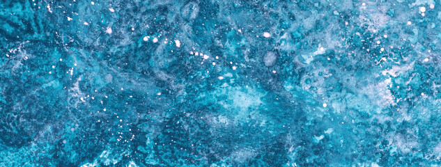 Fototapeta na wymiar Abstract art background blue and white colors, macro. Watercolor painting with soft turquoise gradient.