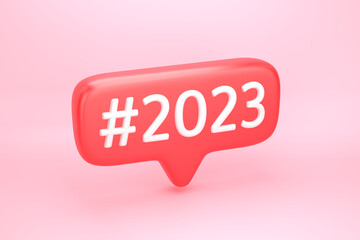 Red social media notification icon with number 2023