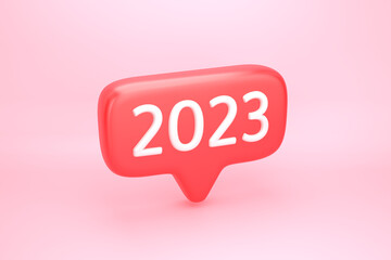 Red social media notification icon with number 2023