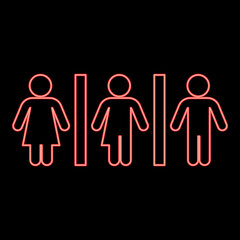 Neon woman bisexual transvestite gay man loyalty concept red color vector illustration image flat style