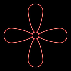 Neon petal cross Cross monogram Religious cross red color vector illustration image flat style