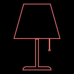 Neon table lamp Night lamp Clasic lamp red color vector illustration image flat style