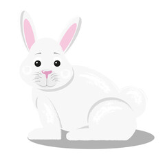 White rabbit with the effect of drawing with colored pencils. Vector illustration