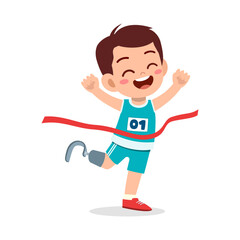 little kid with prosthetic leg win race