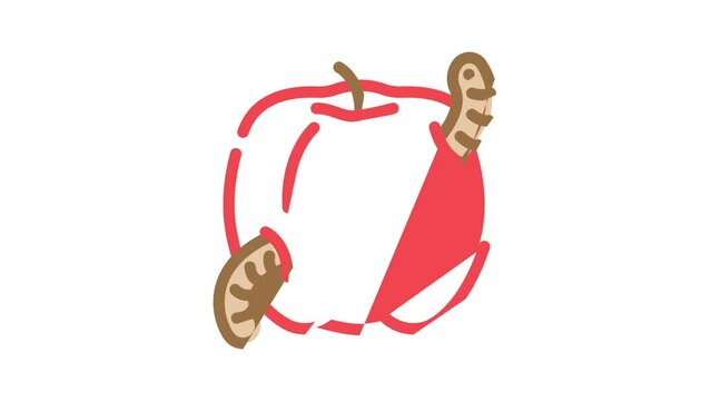apple worm color icon animation