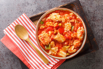 Ajoarriero is a traditional Spanish dish consists of shredded salt cod that's combined with...