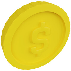 coins 3d render icon with transparent background