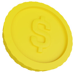 coins 3d render icon with transparent background