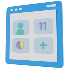 dashboard 3d render icon with transparent background