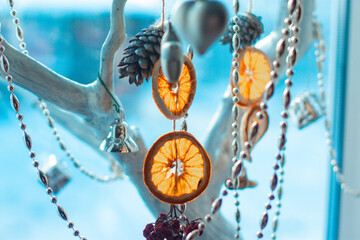 preparation for Christmas and new year. decorations, decorations with your own hands