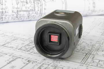 Schemat instalacji kamer CCTV. Plan. Monitoring. - obrazy, fototapety, plakaty