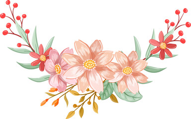 Fototapeta na wymiar Orange Flower Arrangement with watercolor style