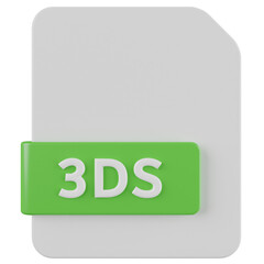 3ds file format 3d render icon with transparent background