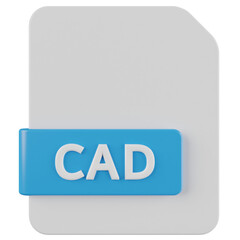 cad file format 3d render icon with transparent background