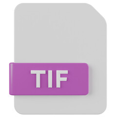 tif file format 3d render icon with transparent background