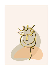 Minimalism art of a baby using gold wire