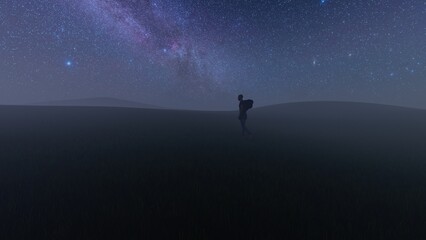 Obraz na płótnie Canvas silhouette of a person in the fog 3d render