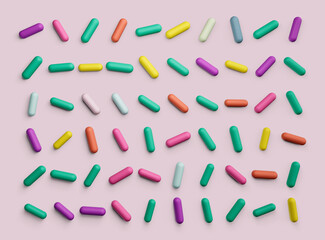 Sprinkles Colorful sugar candies top view 3d illustration