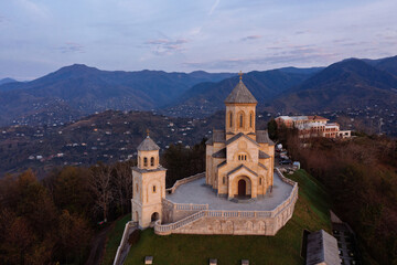 Fototapeta na wymiar Holy Trinity Church, Sameba, Batumi Georgia, aerial drone view