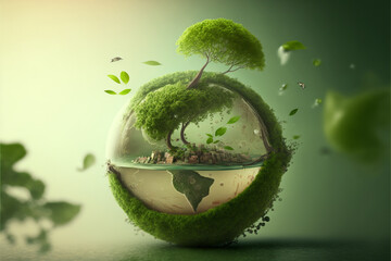 World environment and earth day concept with glass globe and eco friendly enviroment