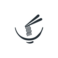Food noodle bowl kitchen cooking icon logo in hand drawn doodle style vector drawing illustration