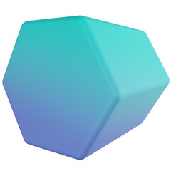 hexagonal prism 3d render icon with transparent background