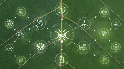 Sustainable business or green business vector illustration background with connection icon concept...
