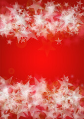 Vector Magical Glowing Background with Silver White and Purple Falling Stars on Red. Sparkle Star Night Cover and Card Design. Christmas and New Year Poster. Glittery Confetti Frame.