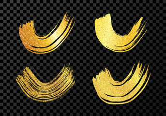 Gold grunge semicircular brush strokes
