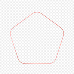 Rose gold glowing rounded pentagon shape frame