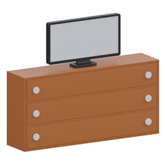 tv stand 3d render icon with transparent background